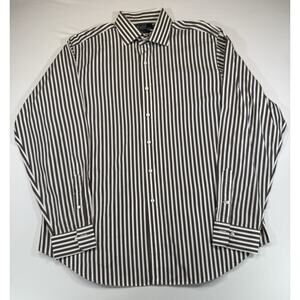 Polo Ralph Lauren Regent Classic Fit Dress Shirt Brown Stripe Mens 17.5 XL
